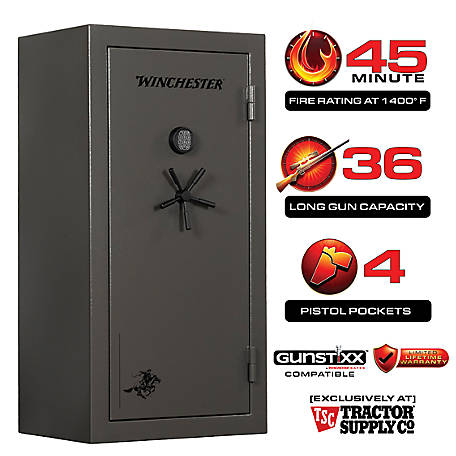 Winchester Safes 36 Long Gun 22.5 cu. ft. Electronic Lock Gun Safe, 45 Min. Fire Rating, Slate